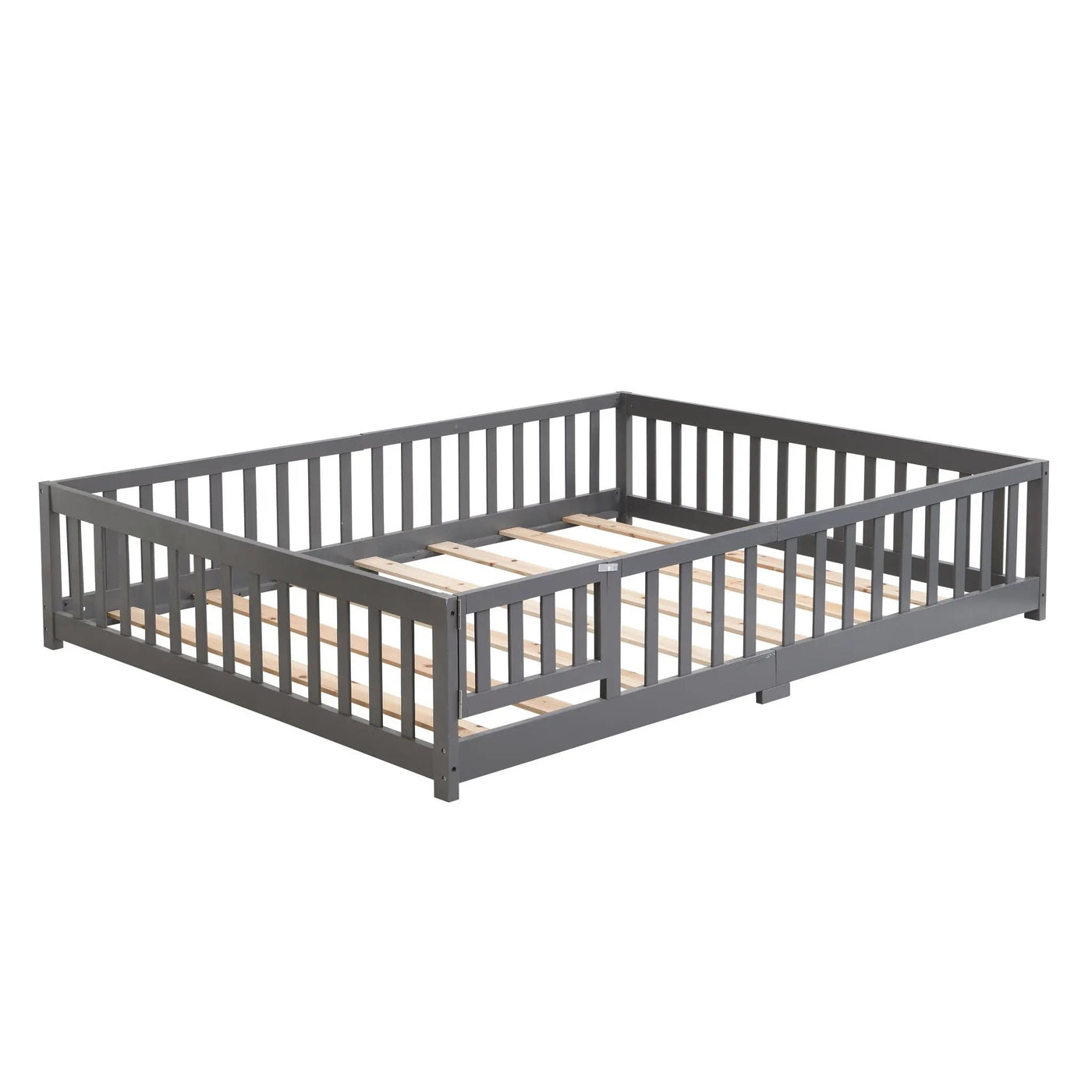 Solid Wood Floor Bed With Door And Fence For Children by HouseOfZazla