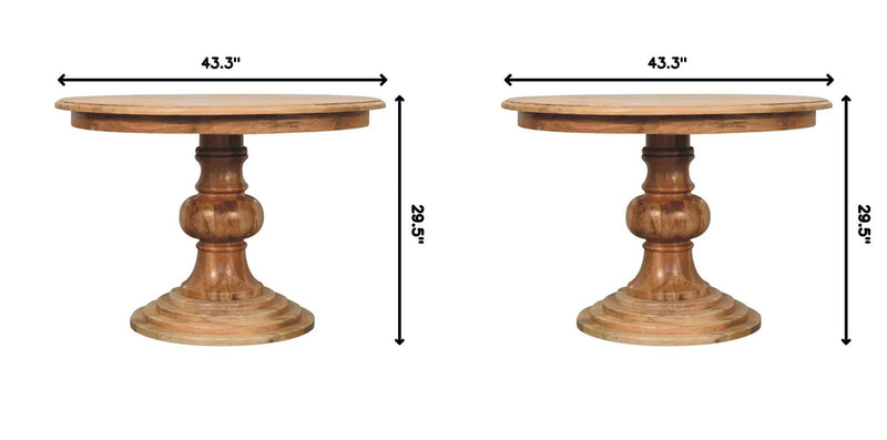 Round Turned Dining Table - Oak by HouseOfZazla