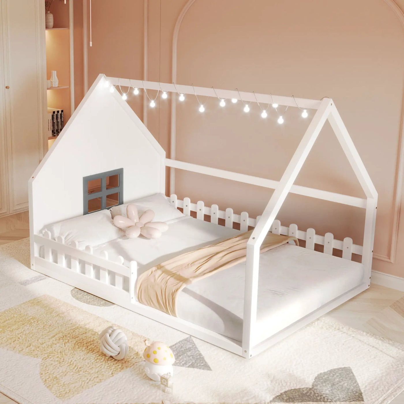 House Bed With Window And Fence by Unique Piece Furniture
