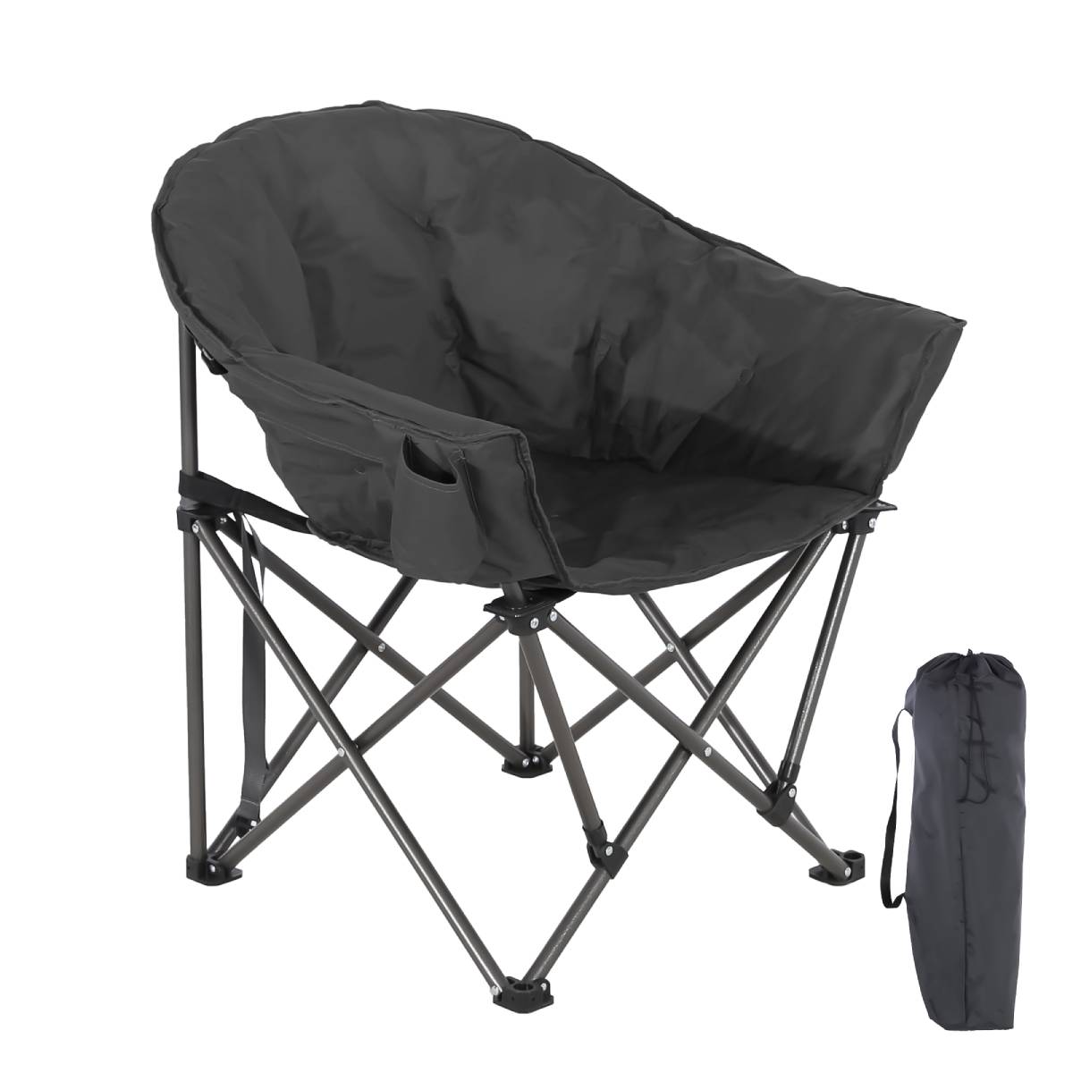 Oversized Camping Chair, Portable Folding Moon Chair with Side Pocket by HouseOfZazla