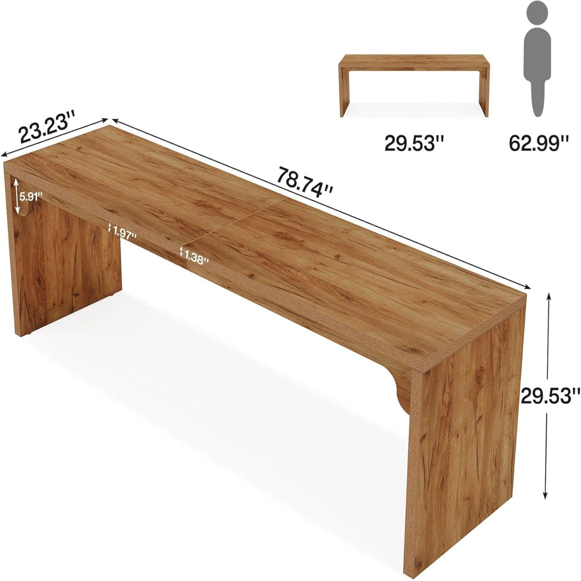 Extra Long 2 Person Computer Desk, Large Workstation - Brown by HouseOfZazla