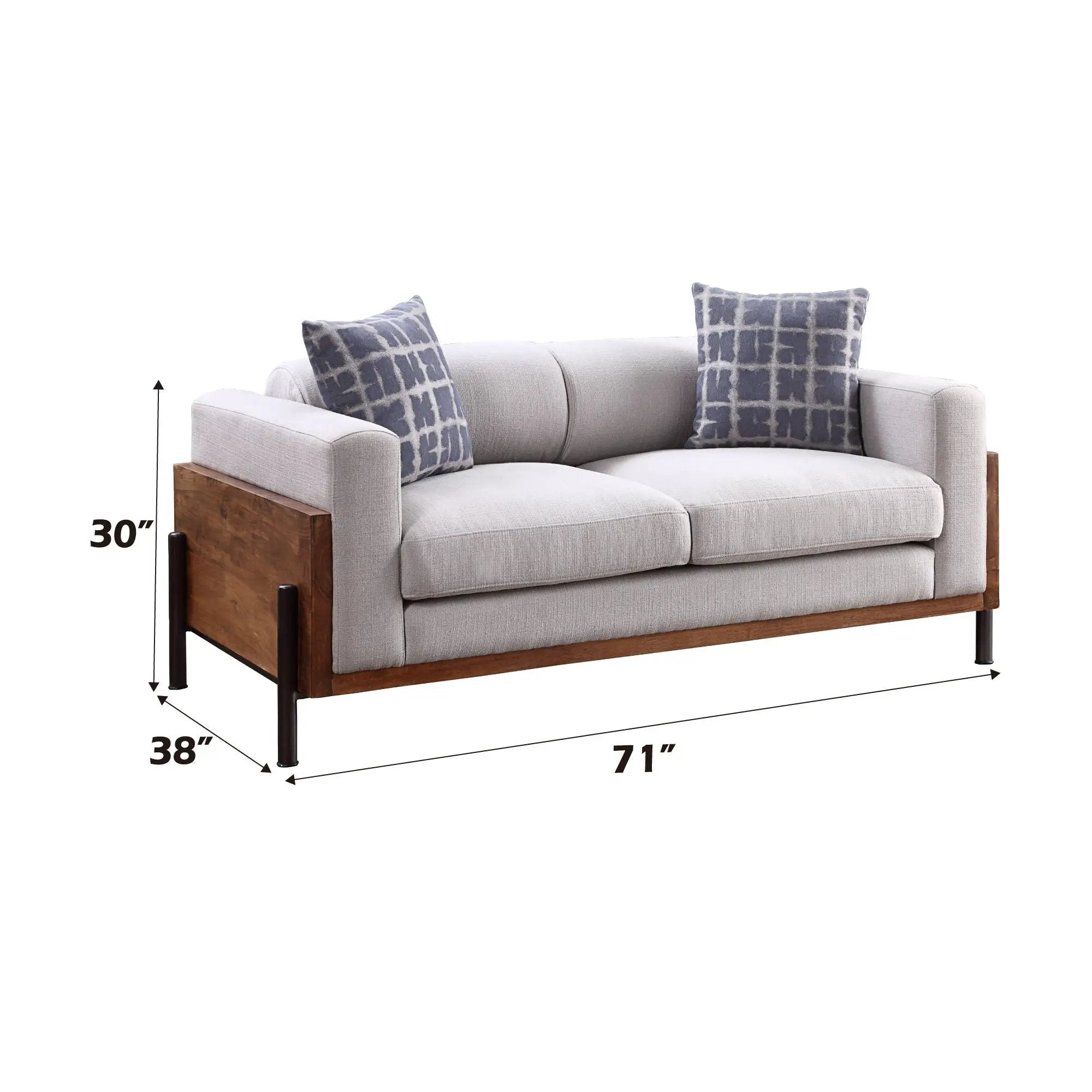 Pelton Loveseat With 2 Toss Pillows - Walnut by HouseOfZazla