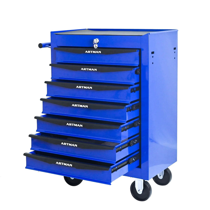 Rolling Metal Tool Chest With Drawers, Steel Storage Cabinet With Ball Bearing Slides by HouseOfZazla