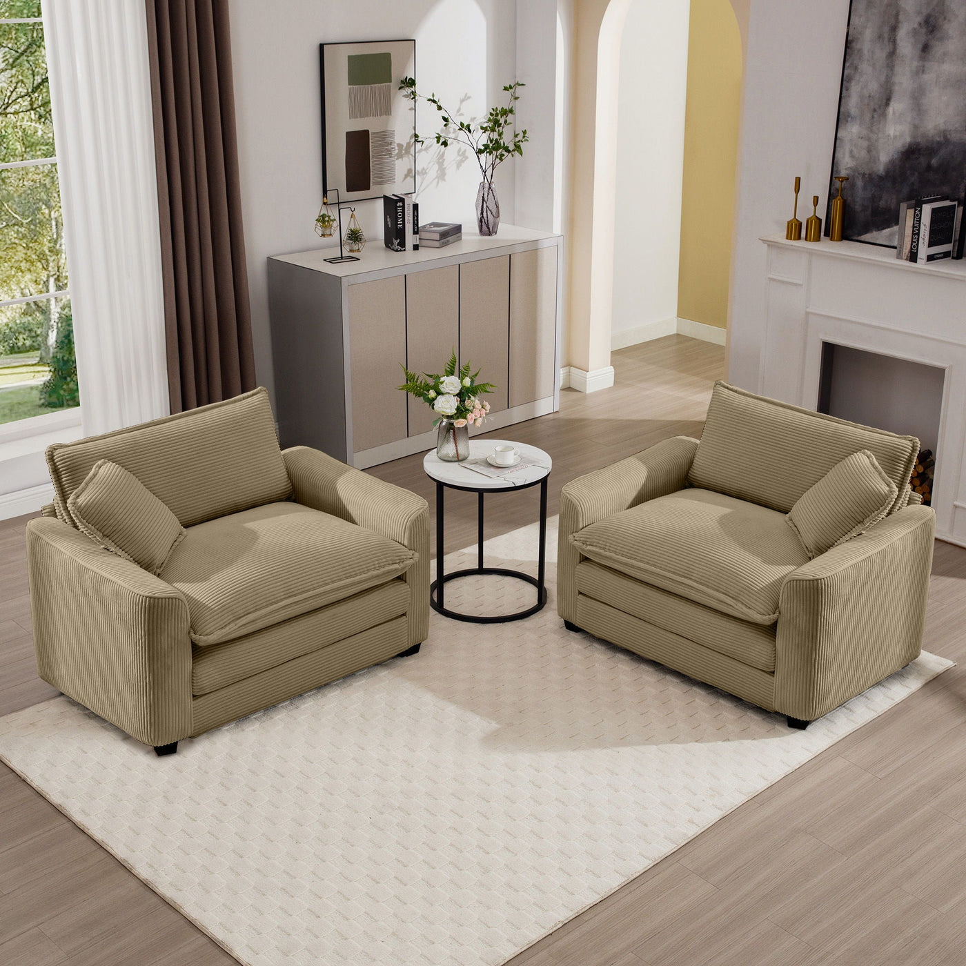 Modern Classic Fabric Single Chair Deep Seat Sofa With Pillow by Unique Piece Furniture