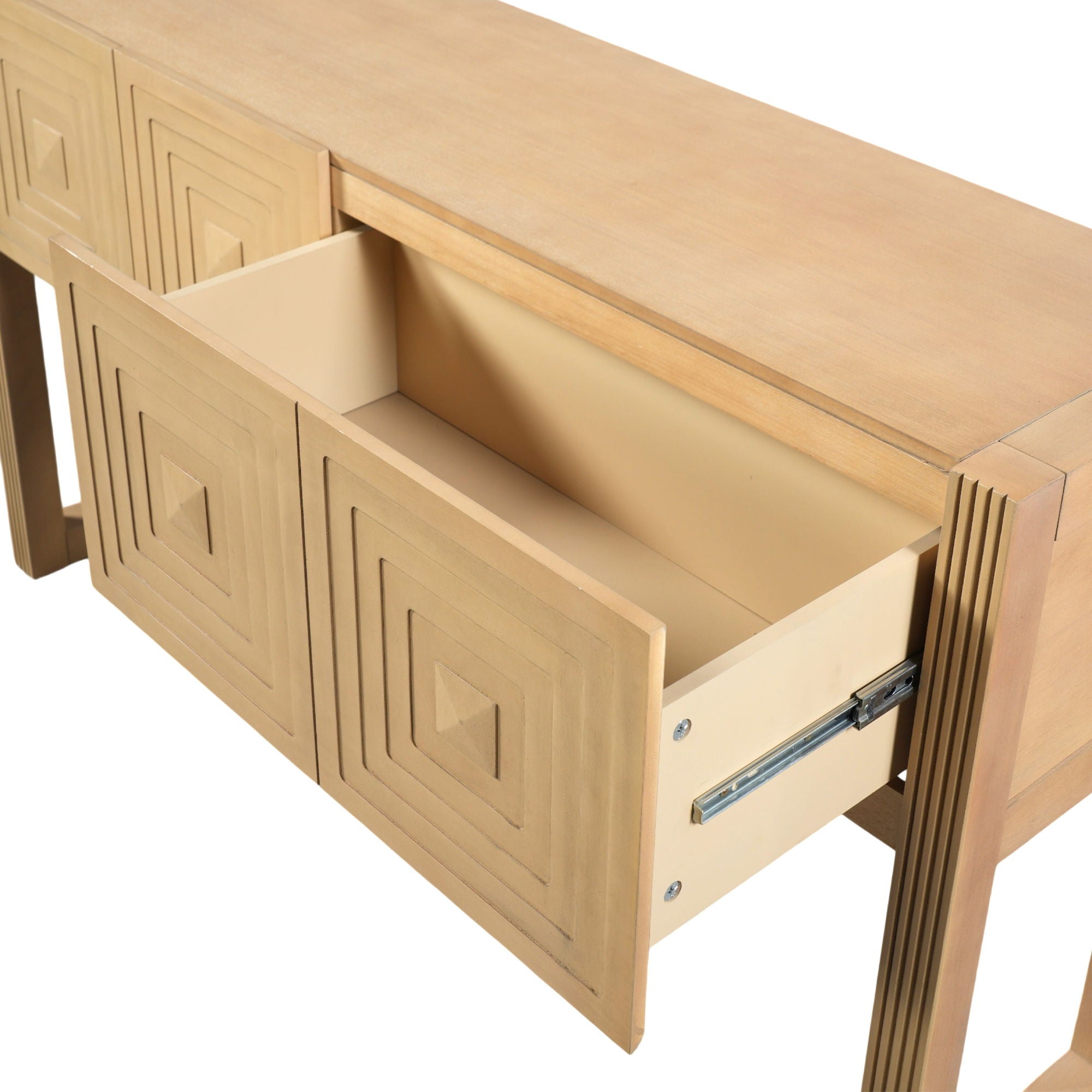Geometric Carved Console Table With 3 Soft Close Drawers by HouseOfZazla