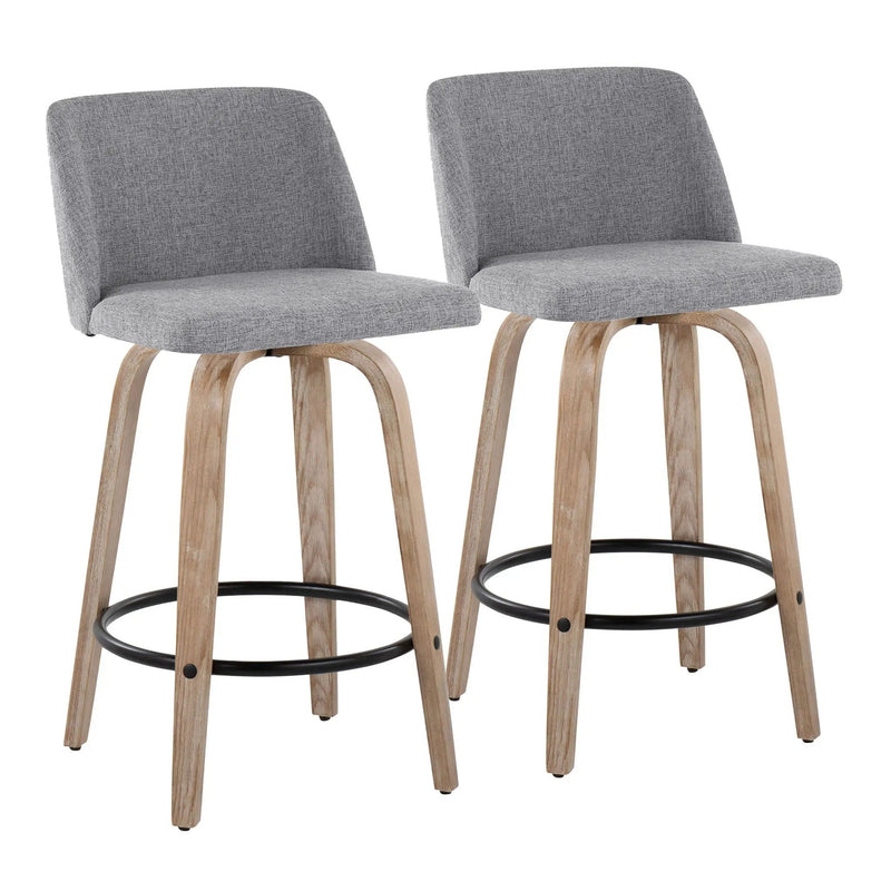Toriano - Contemporary Fixed-Height Counter Stool & Swivel With Round Footrest (Set of 2) by Unique Piece Furniture