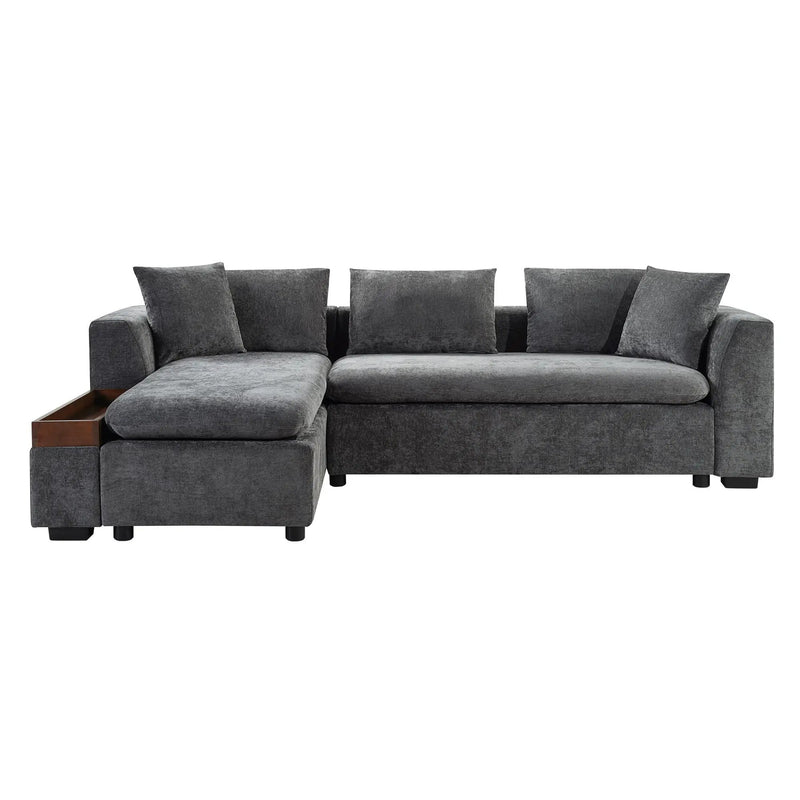 Modern L Shaped Sectional Sofa With Upholstery And Wooden Storage by Unique Piece Furniture