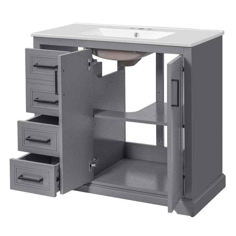 Bathroom Vanity With Sink, Soft Close Doors, Adjustable Shelf & 3 Drawers by HouseOfZazla