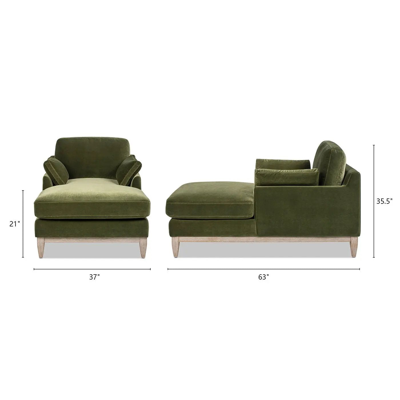 Pasadena - Modern Farmhouse Chaise Lounge Chair - Olive Green by HouseOfZazla