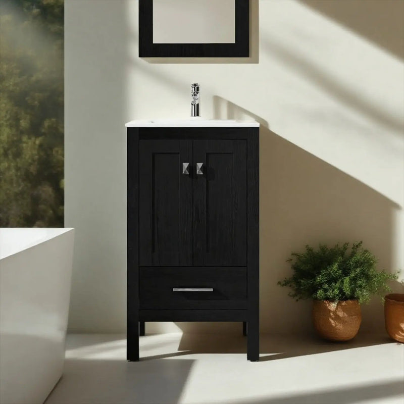 Goodyo Bathroom Vanity Sink Combo with Water-Grain Top - Black by HouseOfZazla