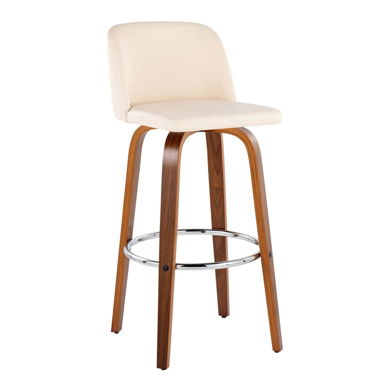 Toriano - Mid Century Modern Fixed Height, Barstool With Swivel With Round Footrest (Set of 2) by HouseOfZazla