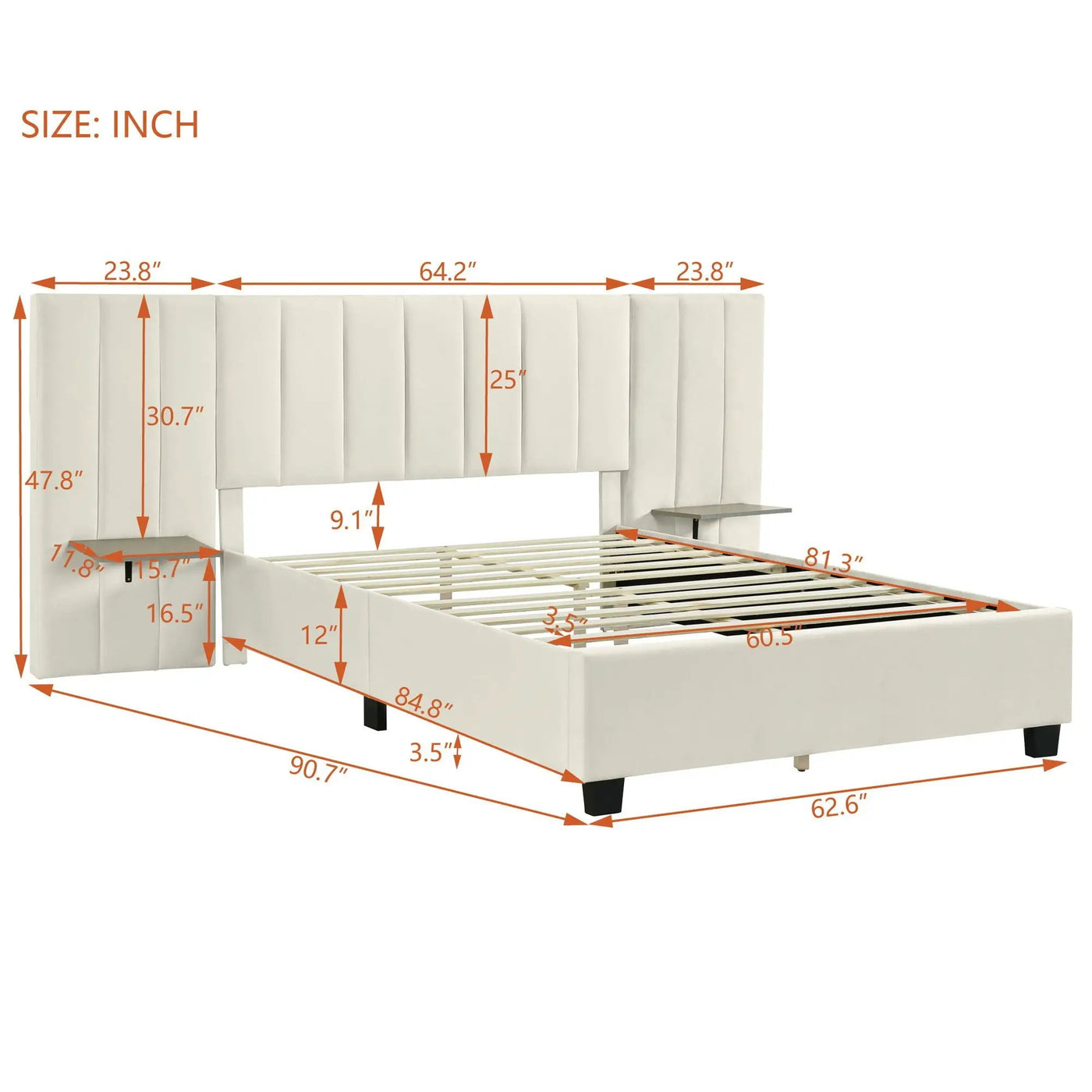 Upholstered Platform Bed With Big Headboard by Unique Piece Furniture