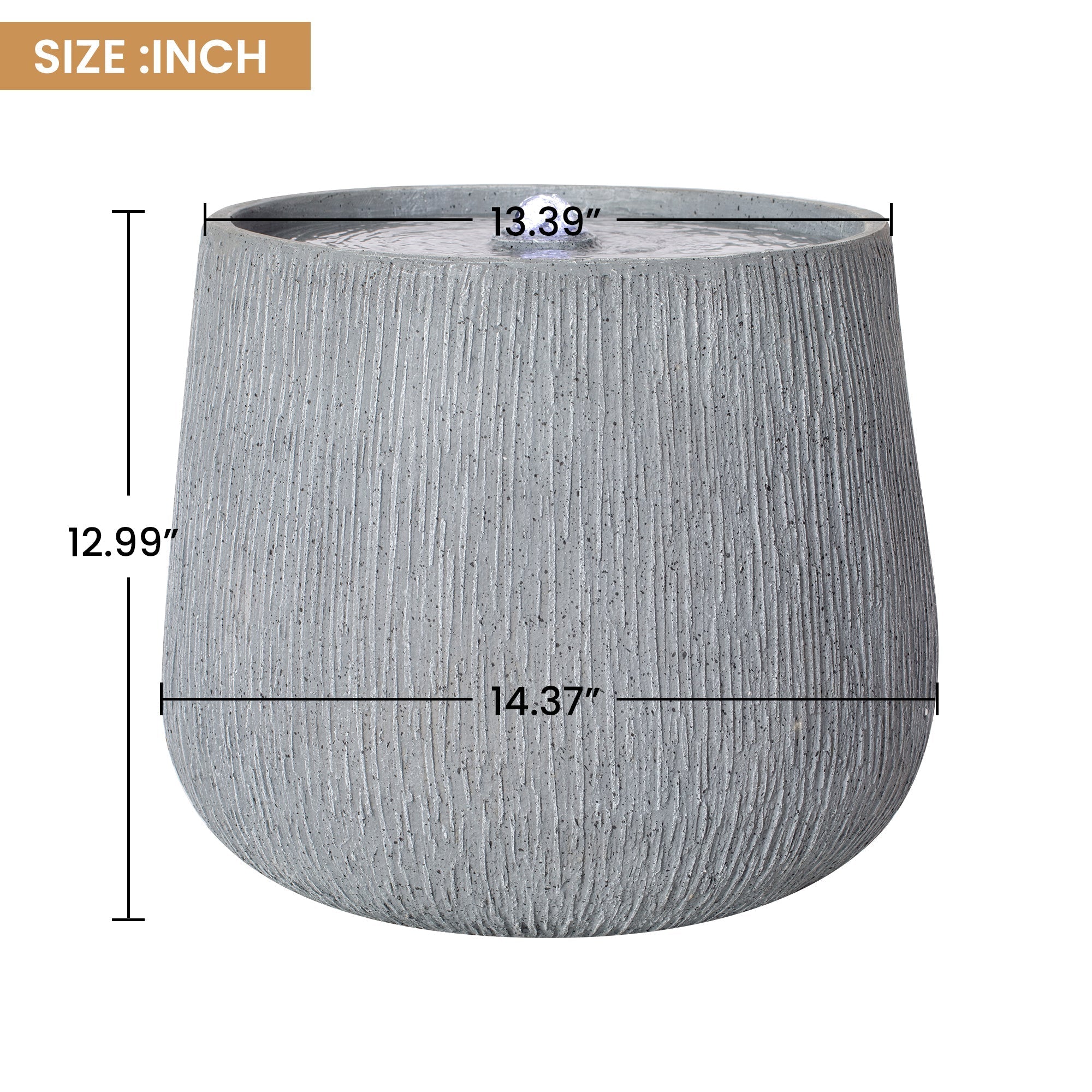 12.99" Gray Polyresin Outdoor Water Fountain with LED Light by HouseOfZazla