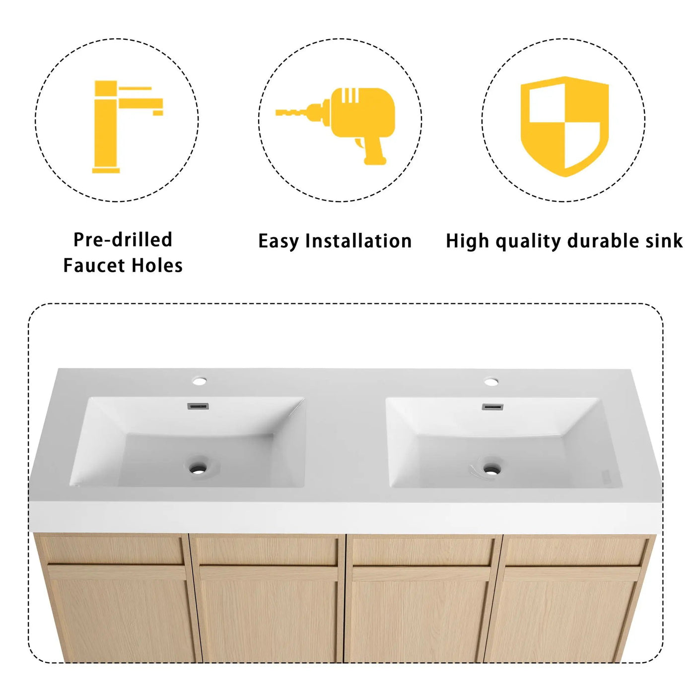 Freestanding Bathroom Vanity With Resin Sink & Soft Close Cabinet Doors by Unique Piece Furniture