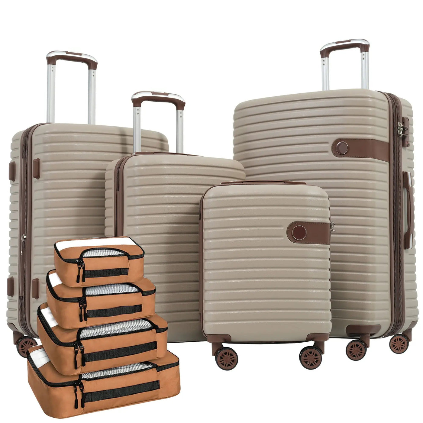4 Piece Luggage Suitcase Set, Hard Shell Lightweight Expandable Travel Luggage With 4 Packing Cubes by HouseOfZazla