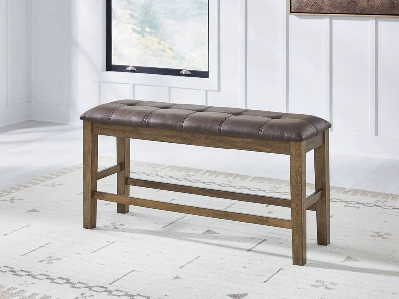 Urbinforte - Double Counter Height Upholstered Bench - Light Brown by Unique Piece Furniture