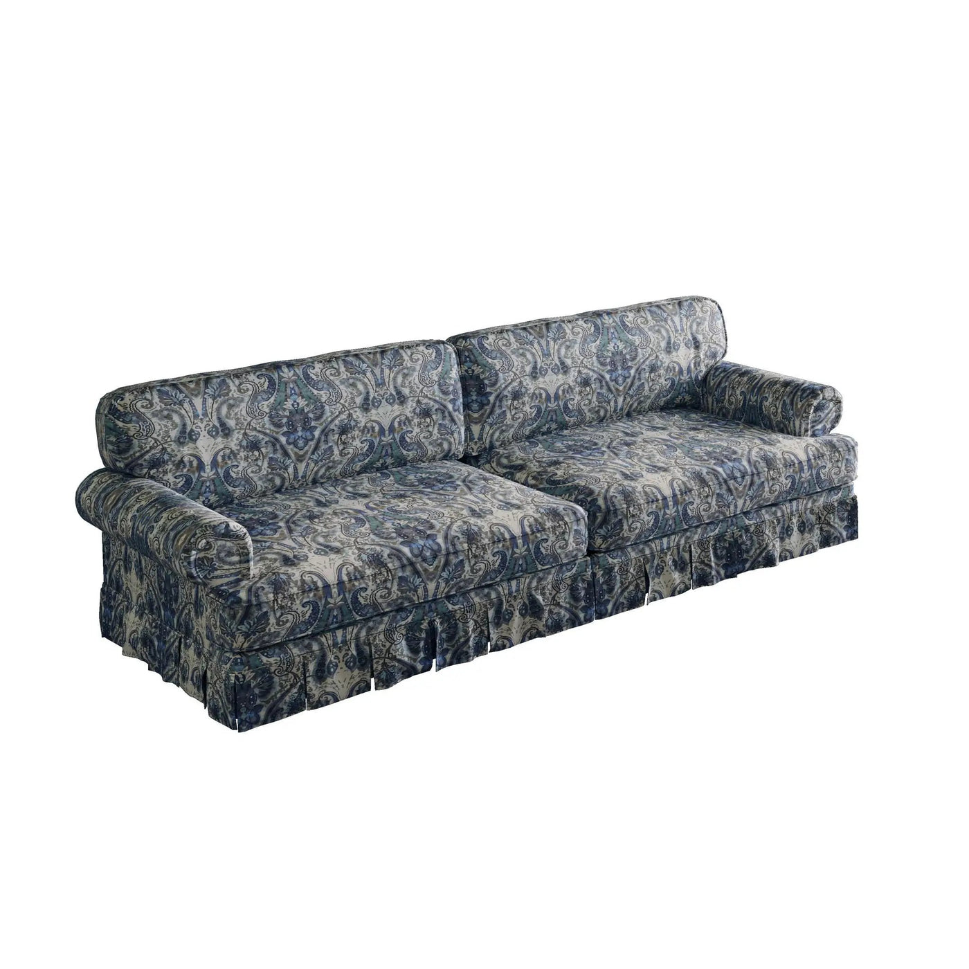 Luxuriously Comfortable Cloud Couch With Elegant Rolled Arms & Pleated Skirt Design by HouseOfZazla