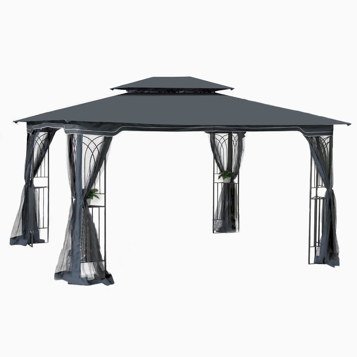 Patio Gazebo Tent With Ventilated Double Roof And Mosquito Net by HouseOfZazla