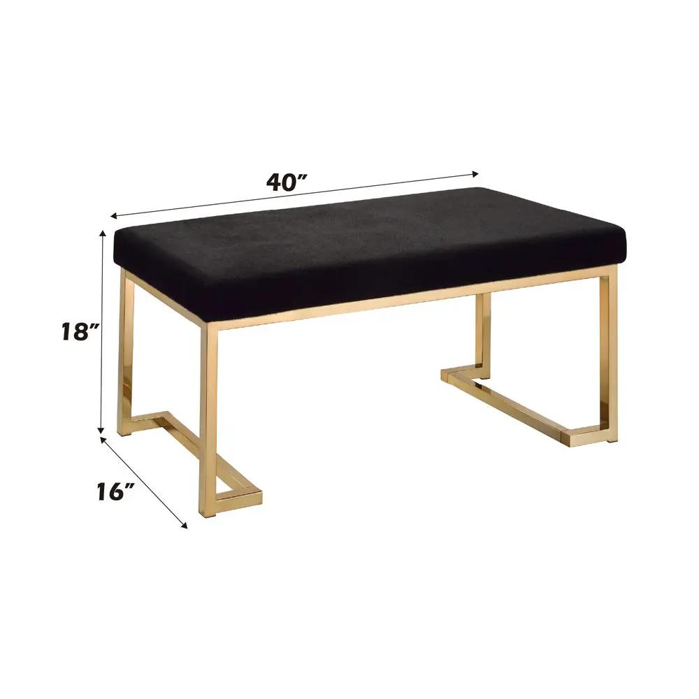 Boice - Bench - Black Fabric & Champagne by Unique Piece Furniture
