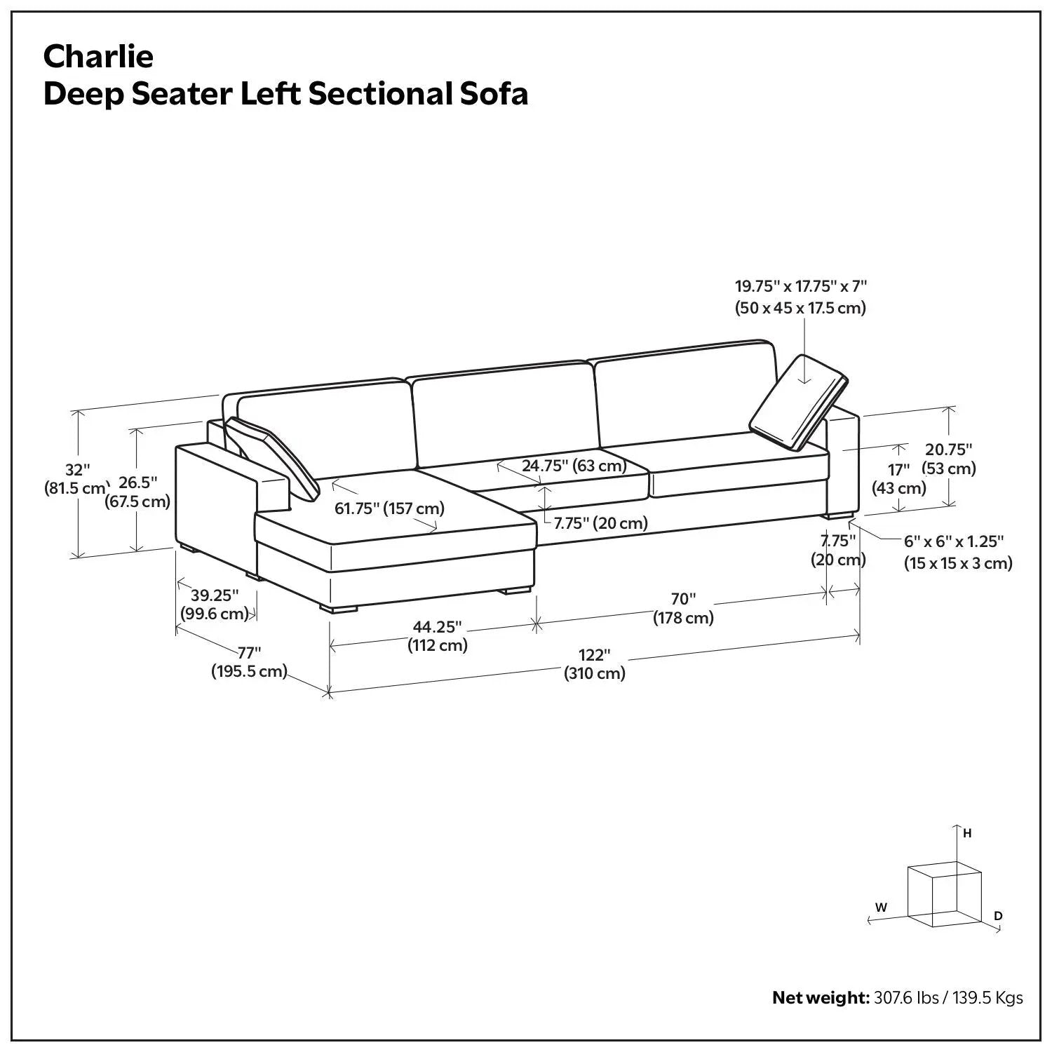 Charlie - Upholstered Deep Seater Sectional Sofa by HouseOfZazla