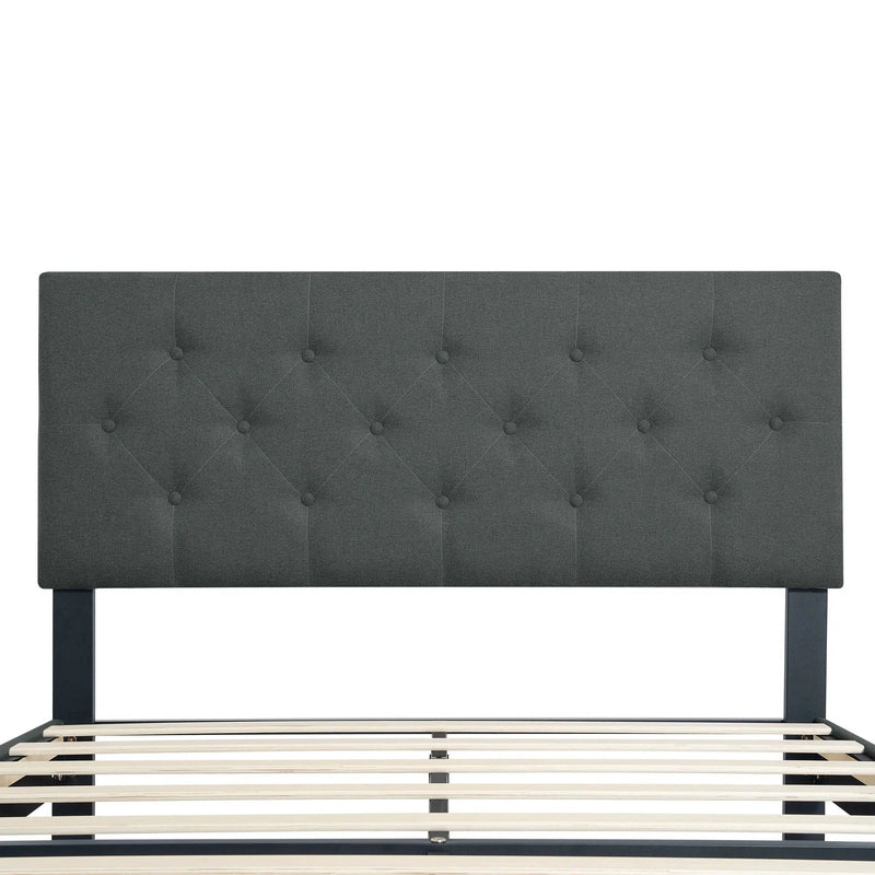 Modern Upholstered Platform Bed Frame With Button Tufted Fabric Headboard by Unique Piece Furniture