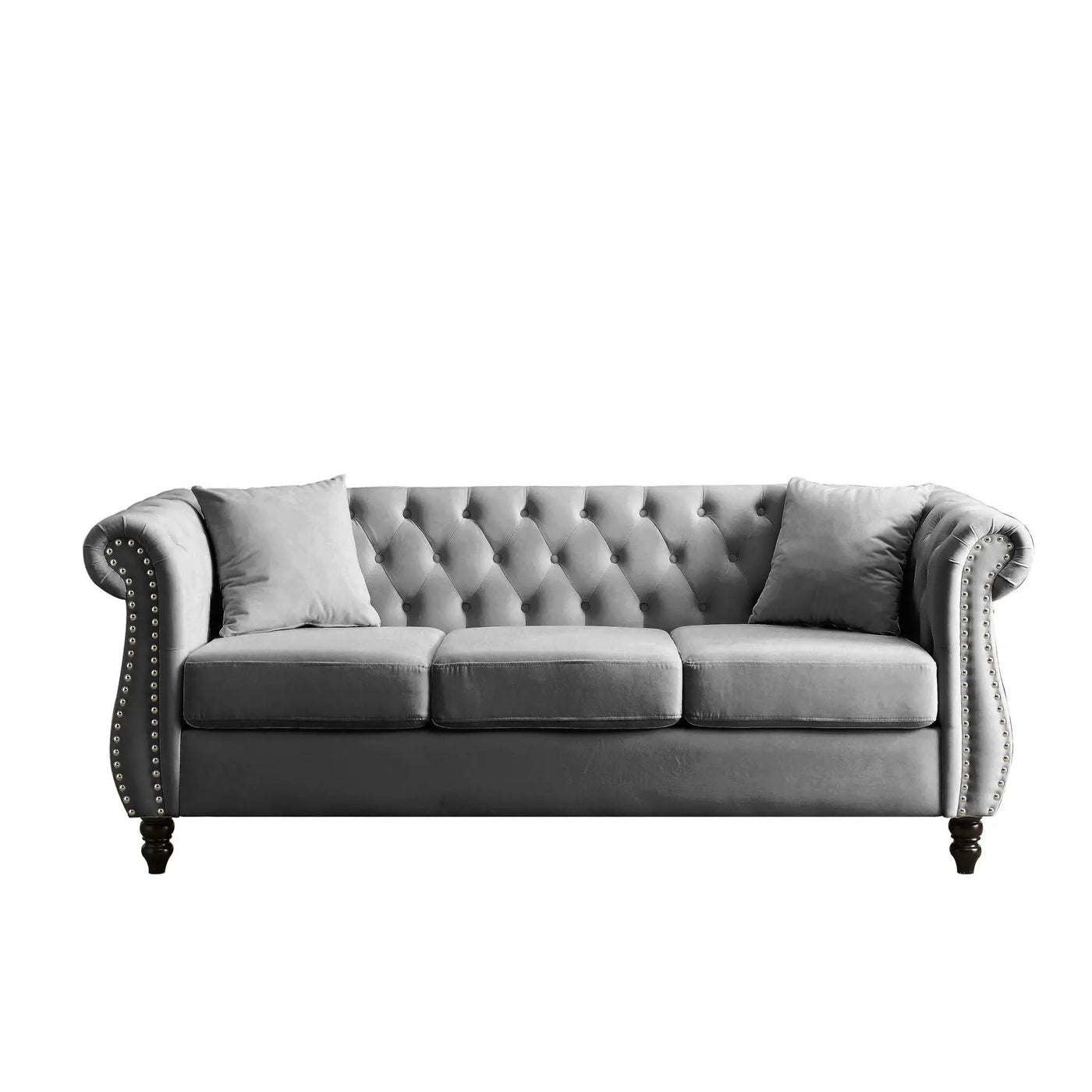 Chesterfield Sofa With Rolled Arms And Nailhead Trim by HouseOfZazla