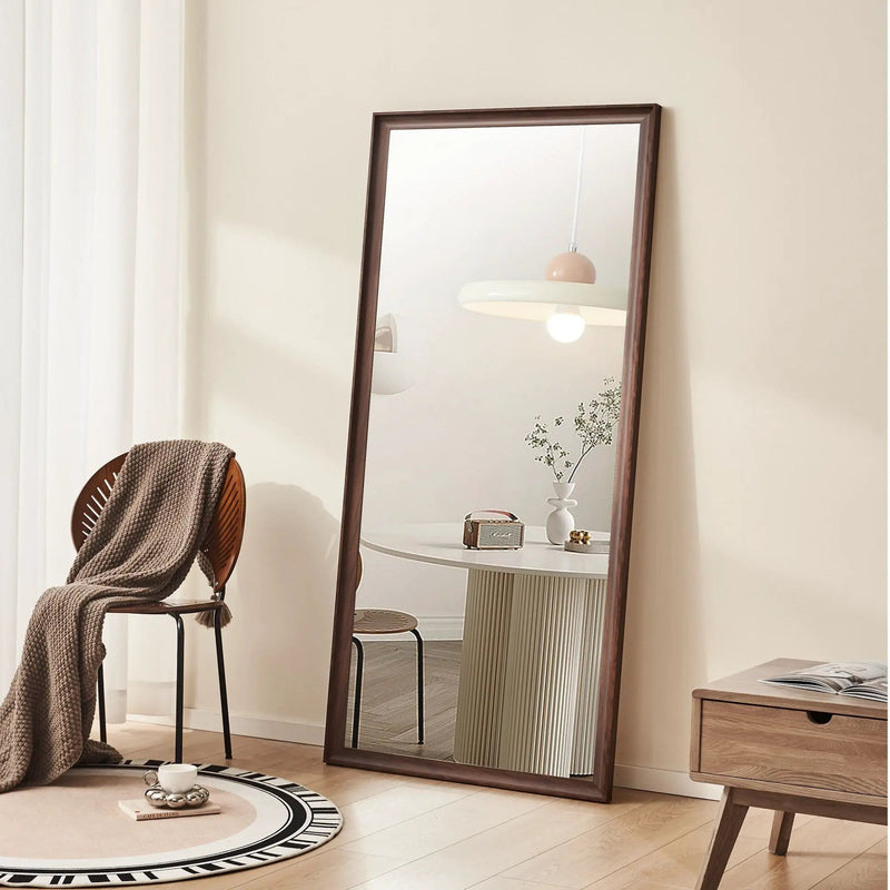 Vintage Full Length Mirror Wall Mounted With Faux Wooden Frame - Brown by Unique Piece Furniture
