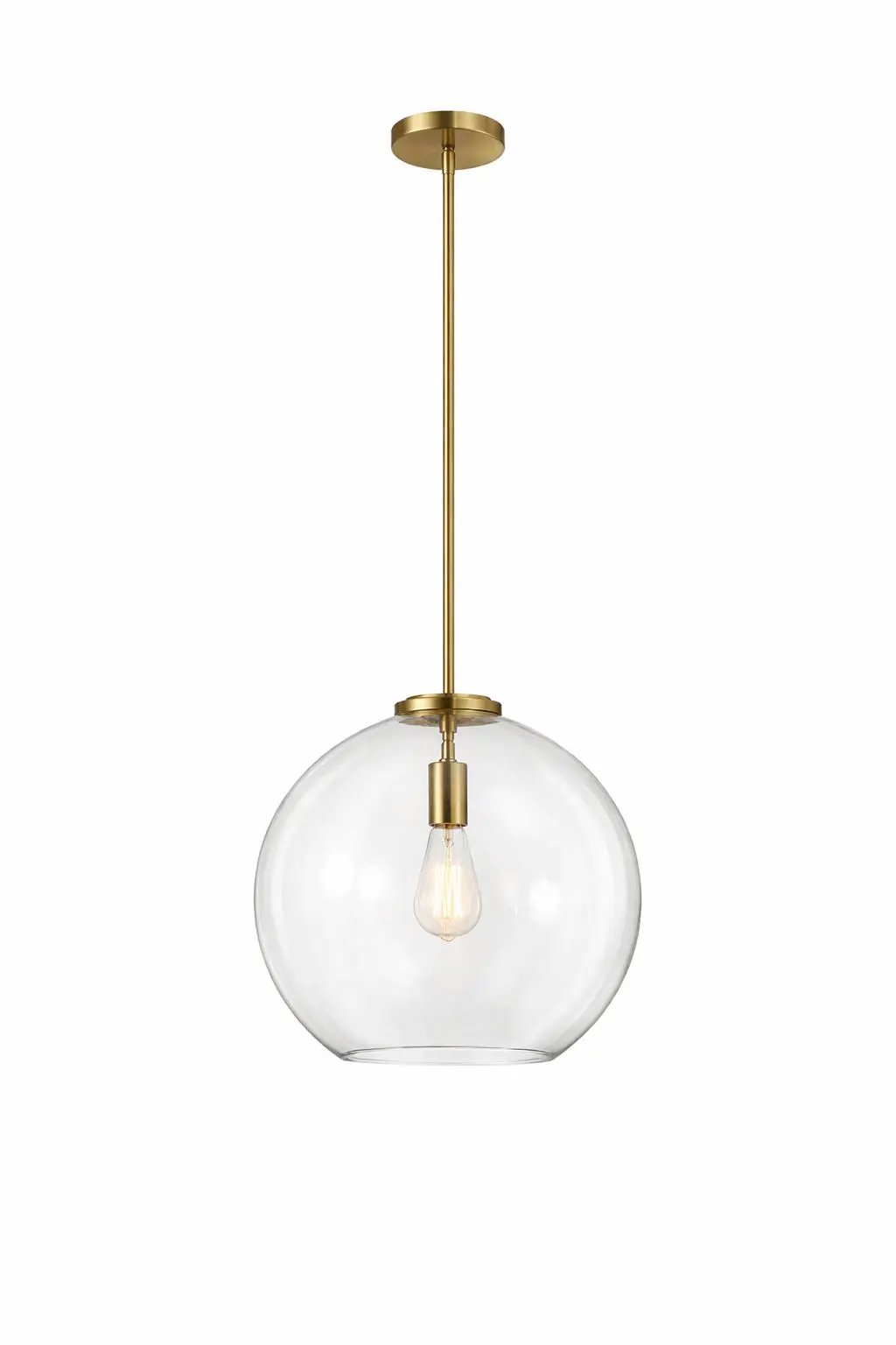 Gleam - Single Light Pendant Lamp With Clear Globe Satin - Antique Brass / Clear / Gold by HouseOfZazla