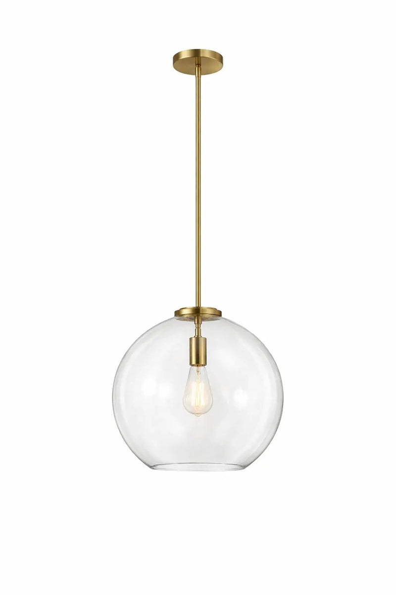 Gleam - Single Light Pendant Lamp With Clear Globe Satin - Antique Brass / Clear / Gold by HouseOfZazla