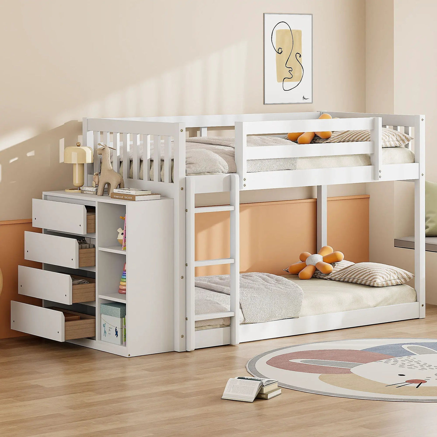 Bunk Bed With 4 Drawers and 3 Shelves by HouseOfZazla