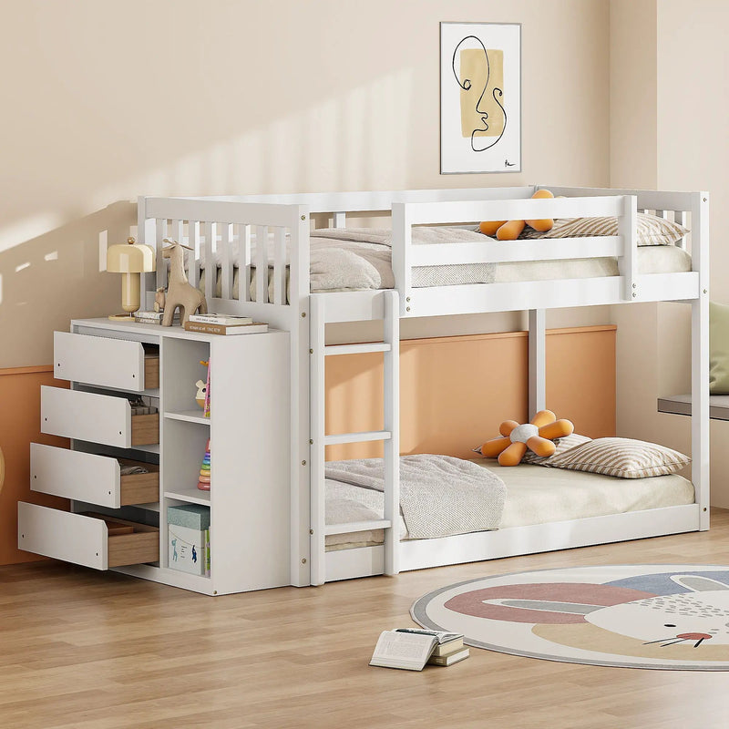 Bunk Bed With 4 Drawers and 3 Shelves by HouseOfZazla