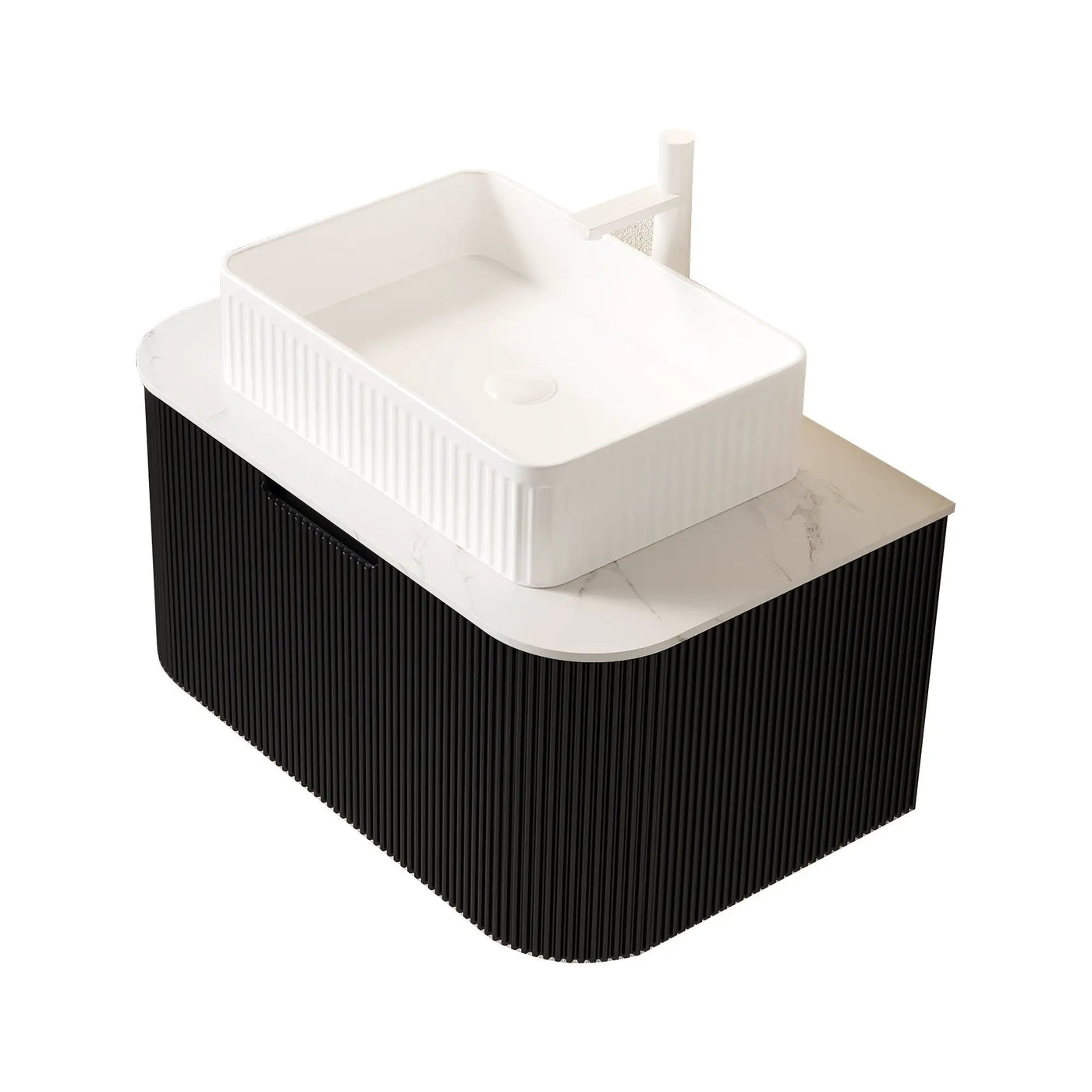 DINA 30" Bathroom Vanity & Sink, Floating Curved Edges Storage Cabinet by HouseOfZazla