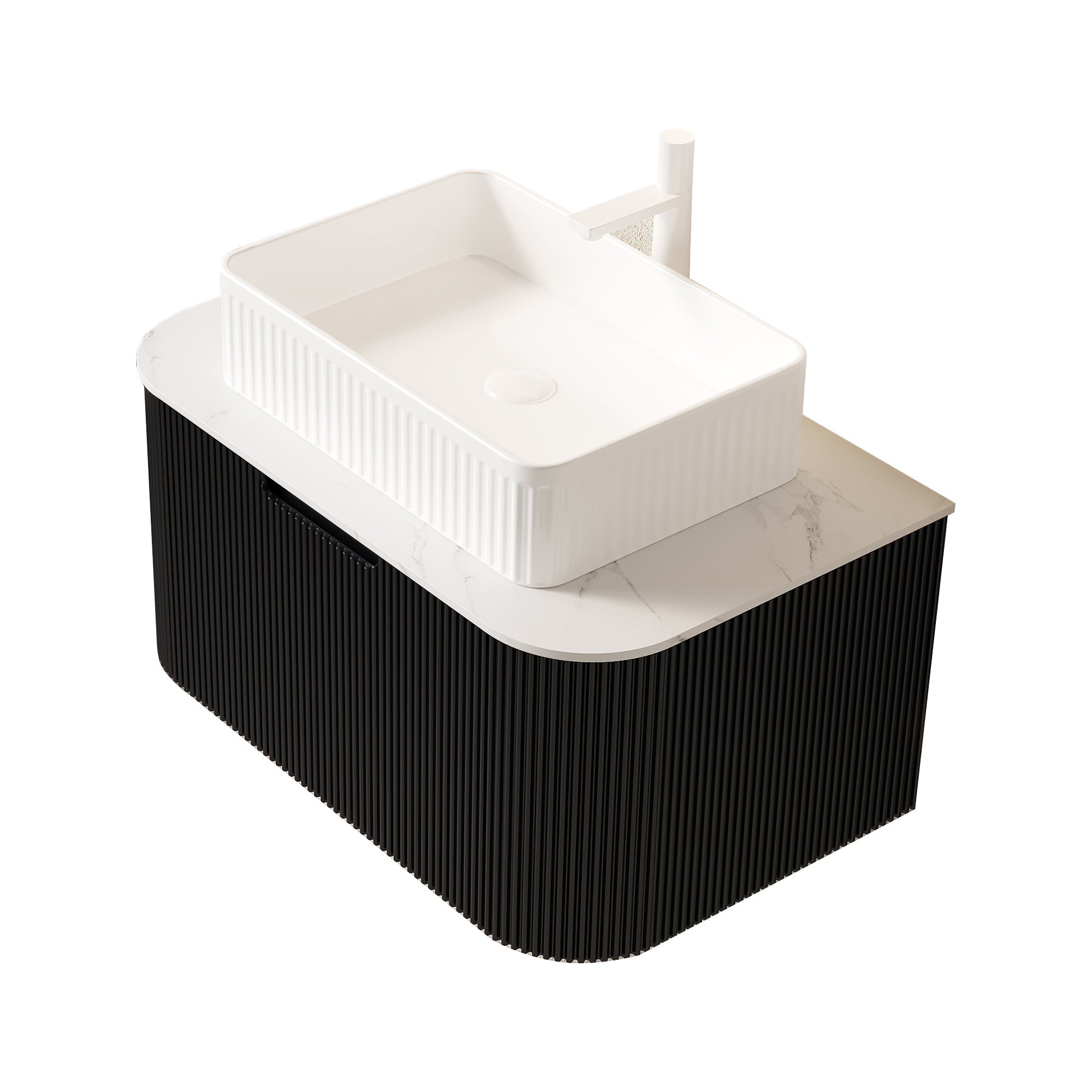 DINA 30" Bathroom Vanity & Sink, Floating Curved Edges Storage Cabinet by HouseOfZazla