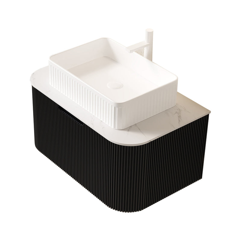 DINA 30" Bathroom Vanity & Sink, Floating Curved Edges Storage Cabinet by HouseOfZazla
