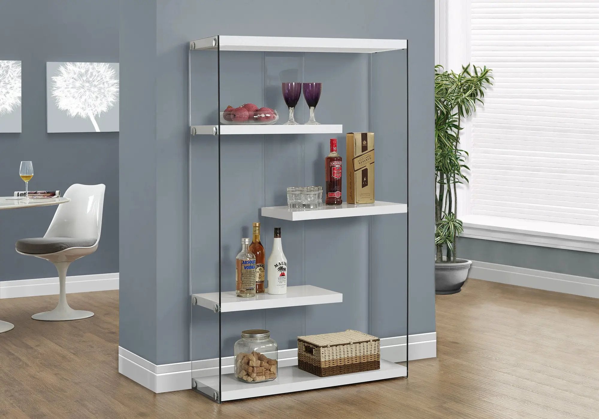 5-Tier Glossy White Bookshelf for Office and Home by HouseOfZazla