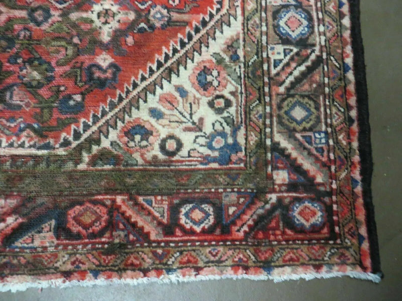 5' 6" X 10' Antique Handmade India Floral Oriental Wool Rug Veg Dyes Red Nice by Jewel Rugs