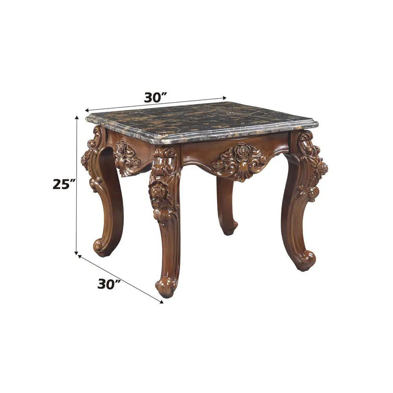 Forsythia - End Table - Marble Top & Walnut by Unique Piece Furniture