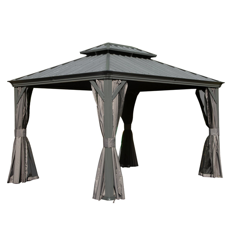 11x13FT Outdoor Gazebo with Galvanized Steel Double Roof by HouseOfZazla