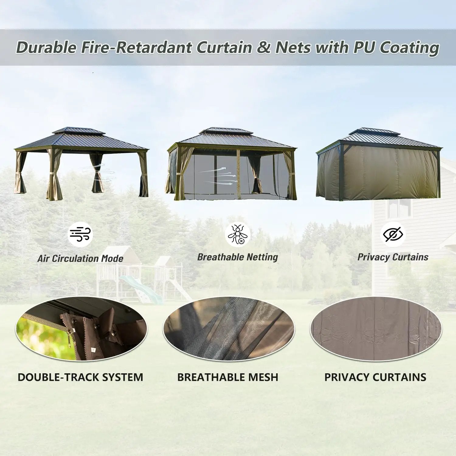 12' x 16' Hardtop Gazebo Outdoor Aluminum Gazebo with Double Canopy by HouseOfZazla