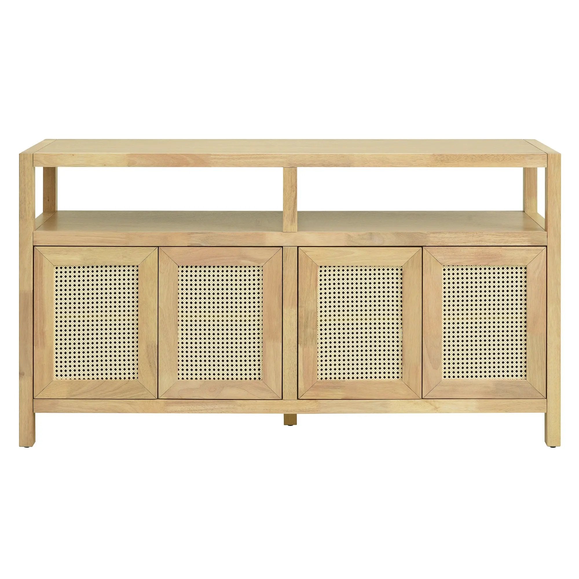 Bohemian Style Rattan Buffet Storage Cabinet with Solid Wood Frame by HouseOfZazla