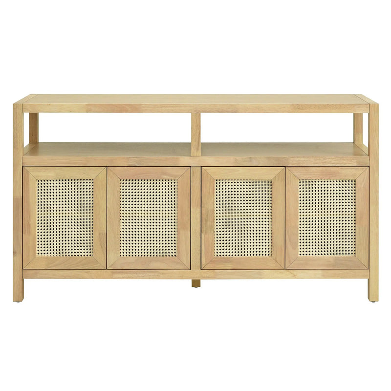 Bohemian Style Rattan Buffet Storage Cabinet with Solid Wood Frame by HouseOfZazla