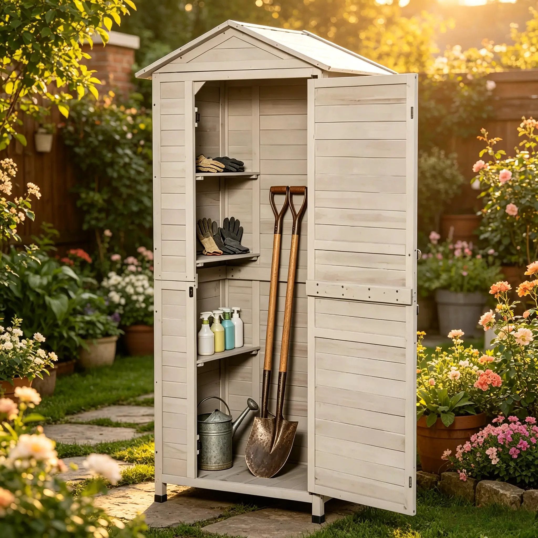 Outdoor Storage Shed with Tilted Tin Roof by HouseOfZazla