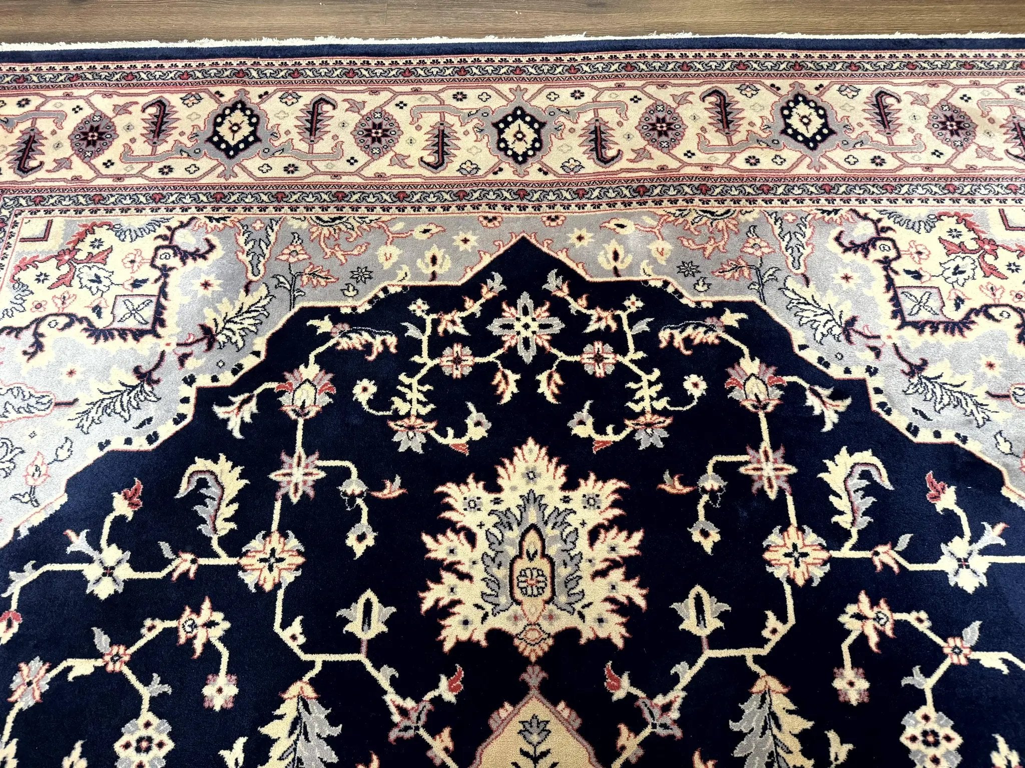 Karastan Rug 8x11 Navy Serapi, Kara Shah Rug, Navy Blue, Vintage Karastan Area Rug Wool Pile Karastan Rug by Jewel Rugs