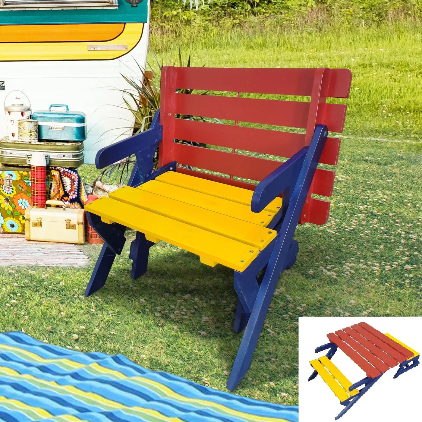Kids Multi-Functional Arm Chair, Table With 2 Benches All-In-One Set by HouseOfZazla