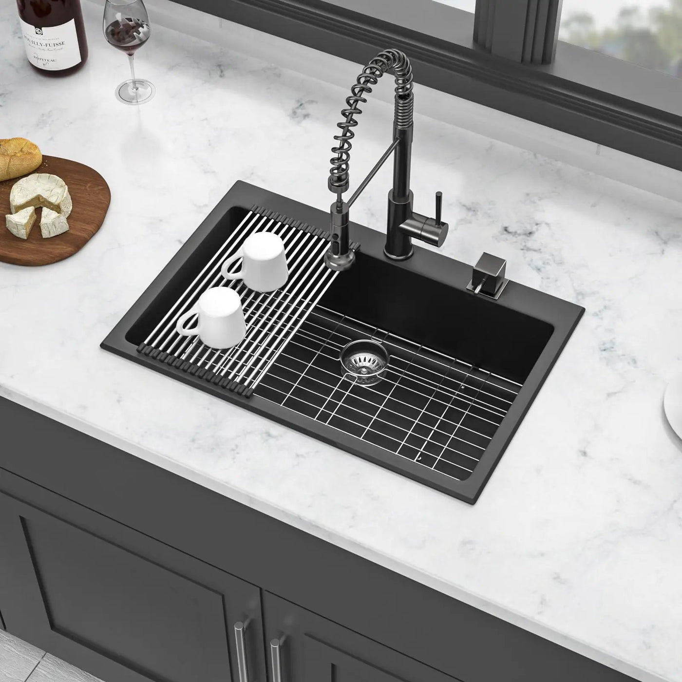 Quartz Kitchen Sink, Granite Composite, Drop In Sink With Durable Design by HouseOfZazla