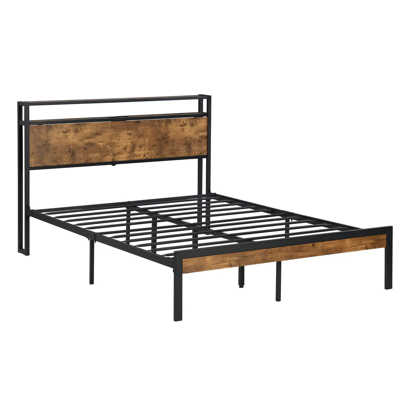 Platform Bed Frame With Wooden Headboard And Footboard, USB Liner by Unique Piece Furniture