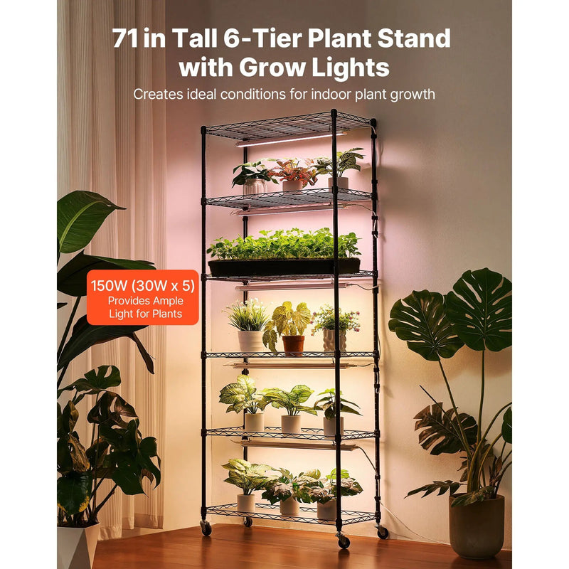 6-Tier Indoor Plant Shelf with Grow Light by HouseOfZazla