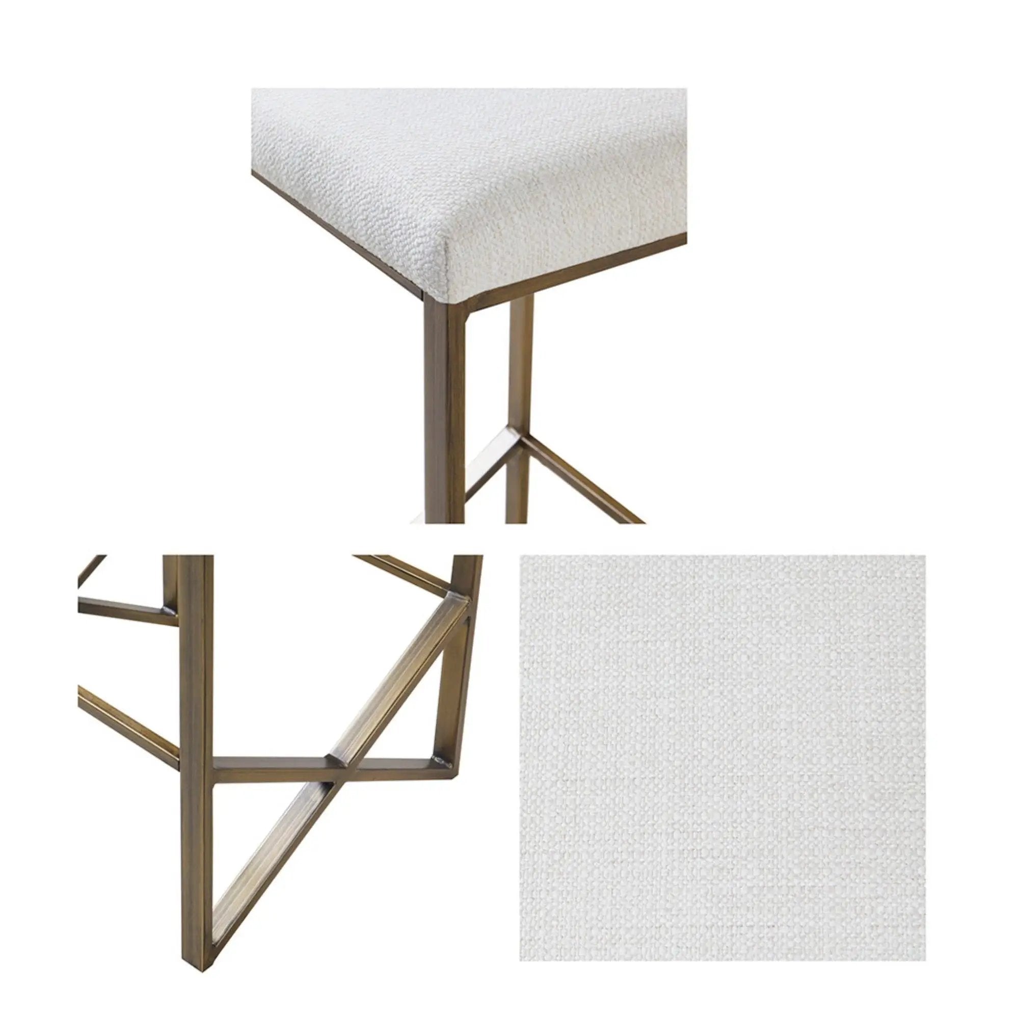 Backless Upholstered Counter Stool With Padded Seat - Ivory / Bronze by Unique Piece Furniture