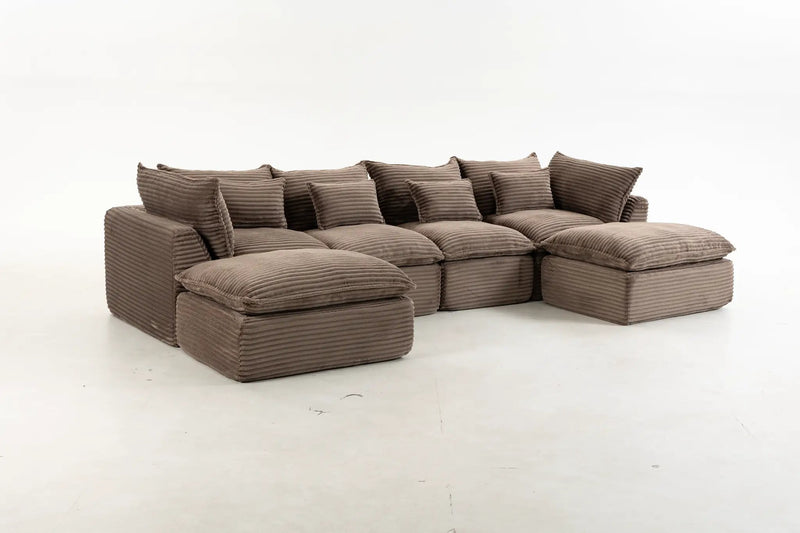 129.8" Width Cloud Couch Oversized Modular Sectional Sofa by HouseOfZazla