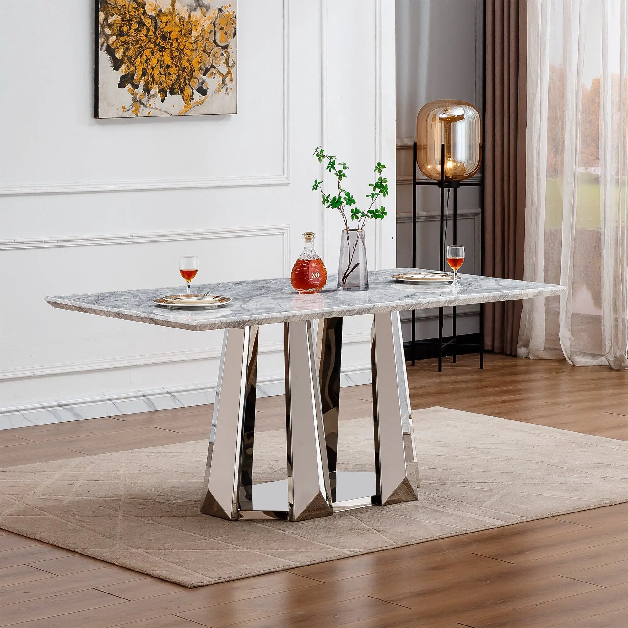 Marble Dining Table for 6 People by HouseOfZazla